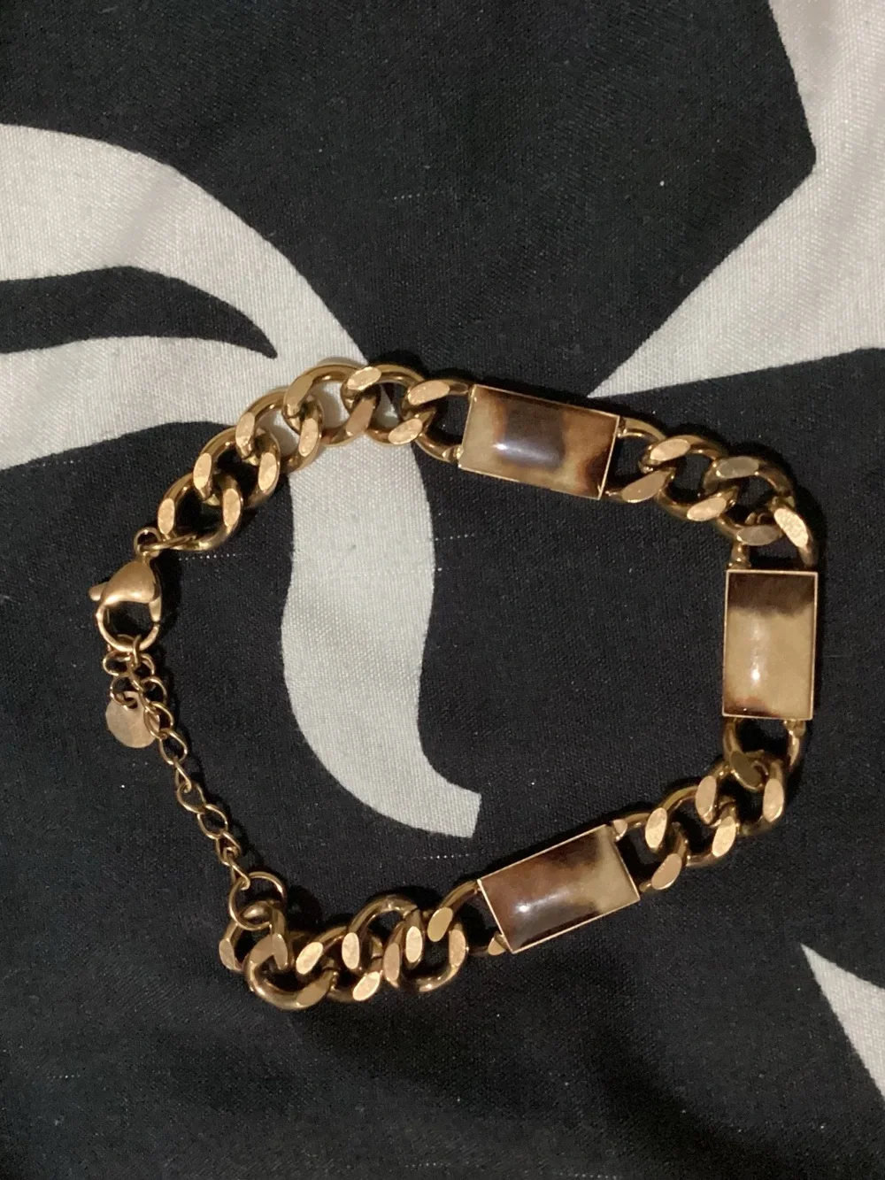 Gold-Tone Chain Bracelet with Rectangular Accents
